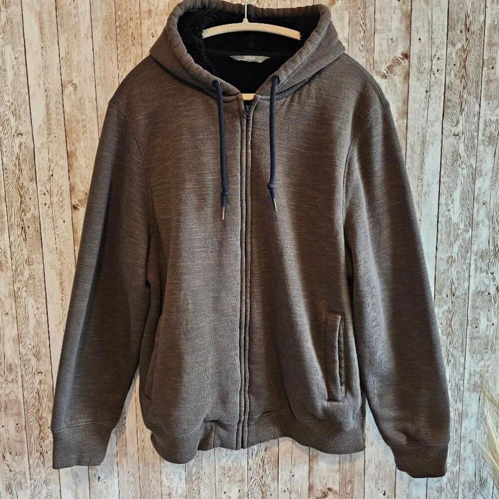 Men's Member's Mark Brown Sherpa Lined Hoodie Size L